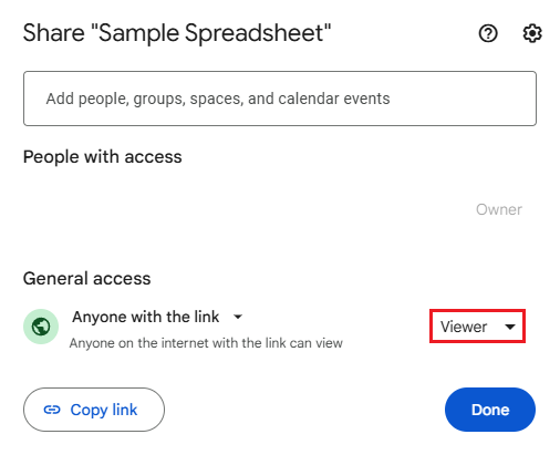 Share role set to editor